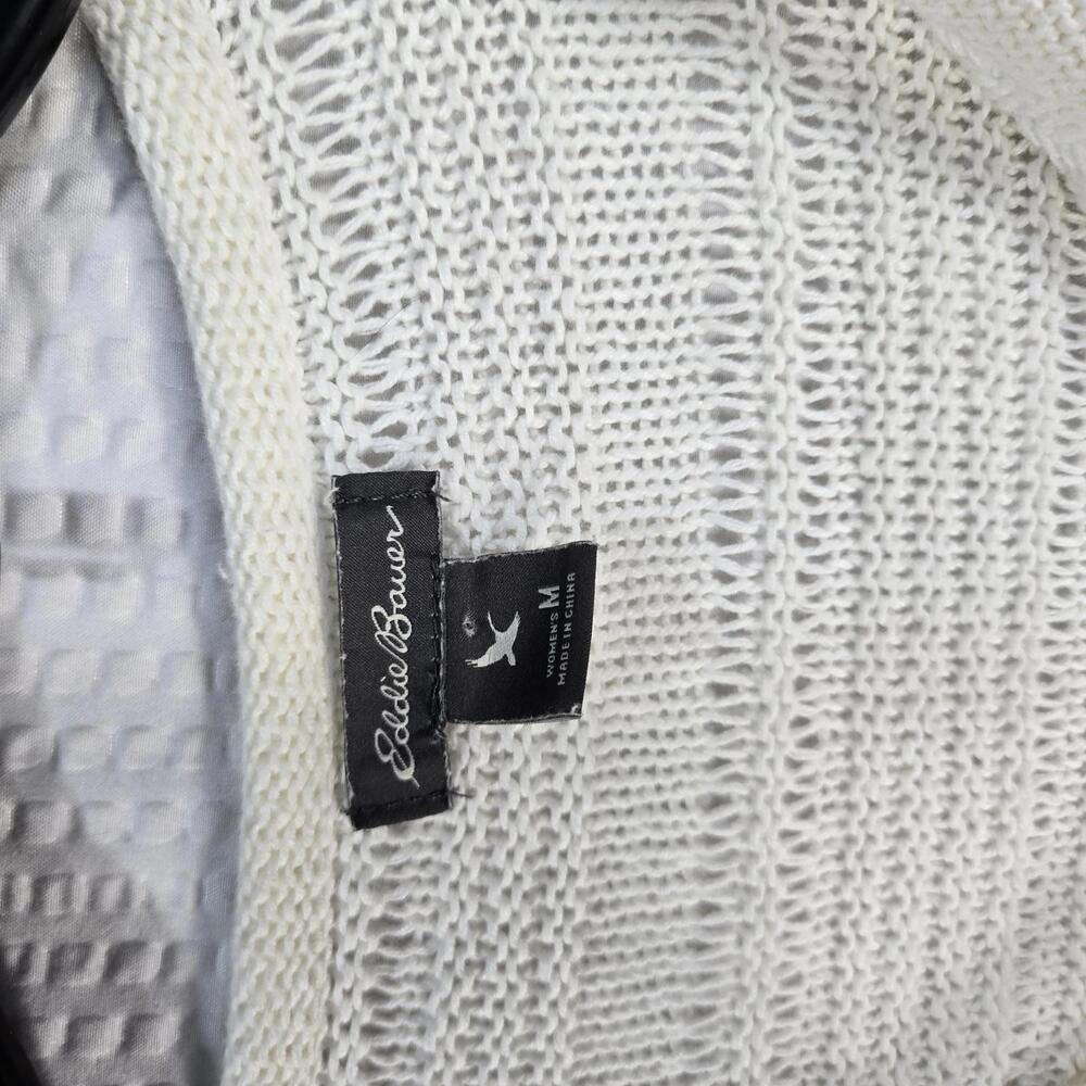 Eddie Bauer Ivory Open Knit Linen Cotton Sweater Women's M - Picture 6 of 7